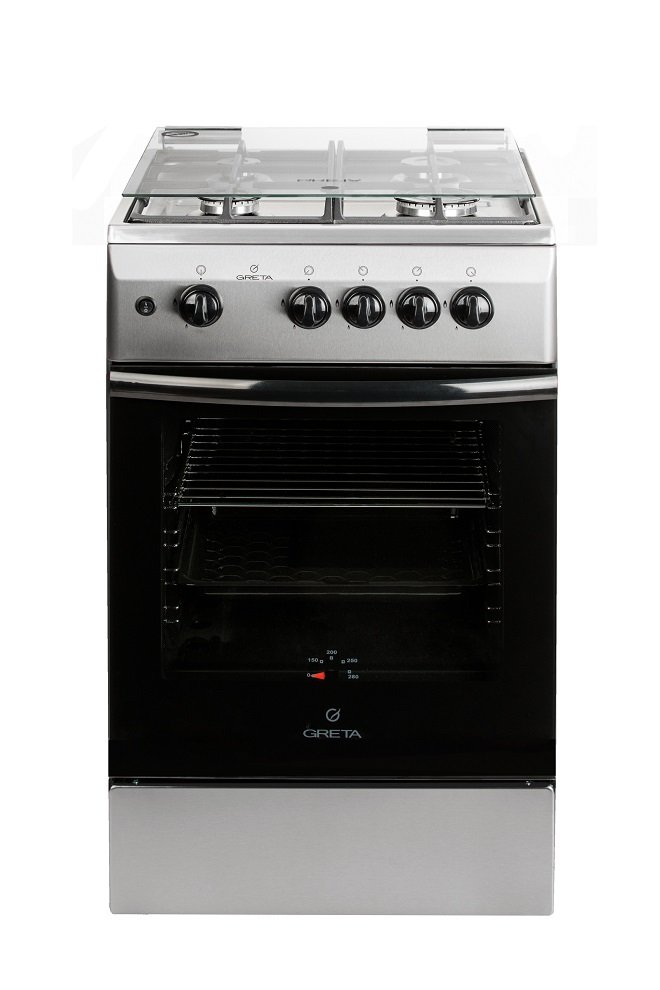 Плита газовая Greta GG 5072 CG 38(X) (1470-00 исп 07 нерж.стекло+чуг.реш)