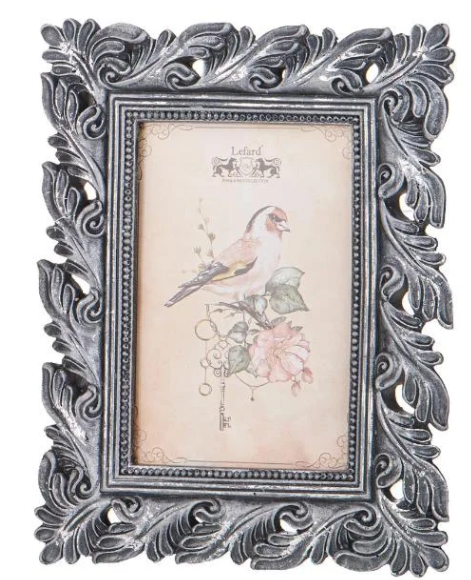 Фоторамка Лист Ажурный Для Фото 10х15, L-17 W-2 H-22 См Цвет: Серебро Чернёное С Посеребрением. 169-913