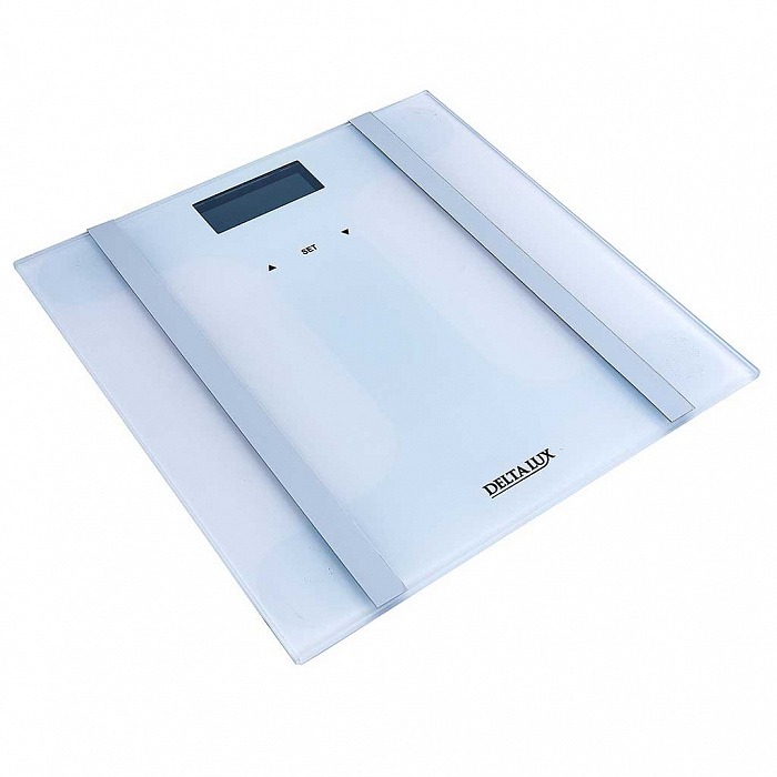 Весы 180 кг 28×28 см электронные напольные DELTA LUX DE-4600 "SMART" белые