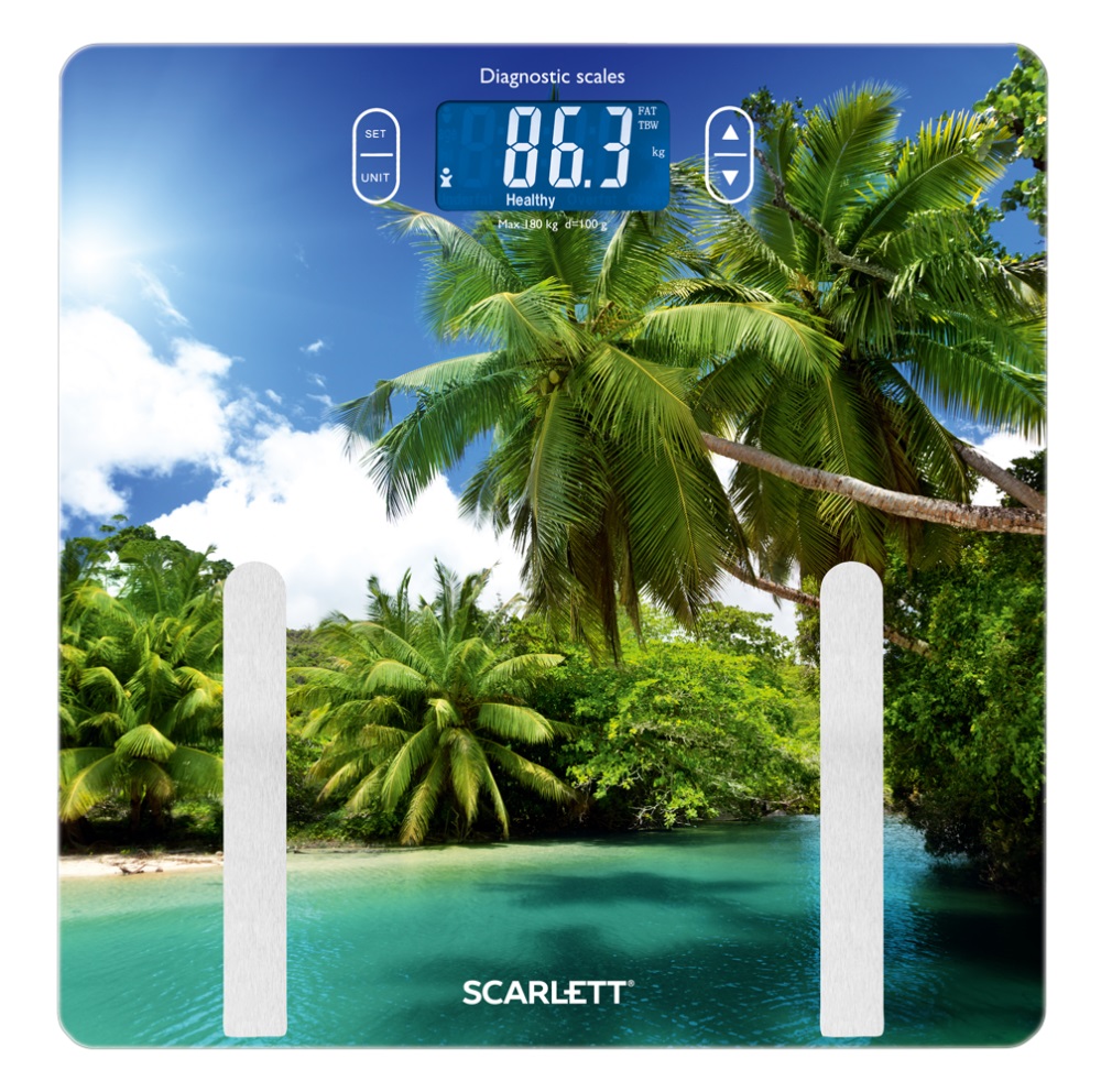 Весы напольные электронные диагностические Scarlett SC-BS33ED12 "Пальмы" 
