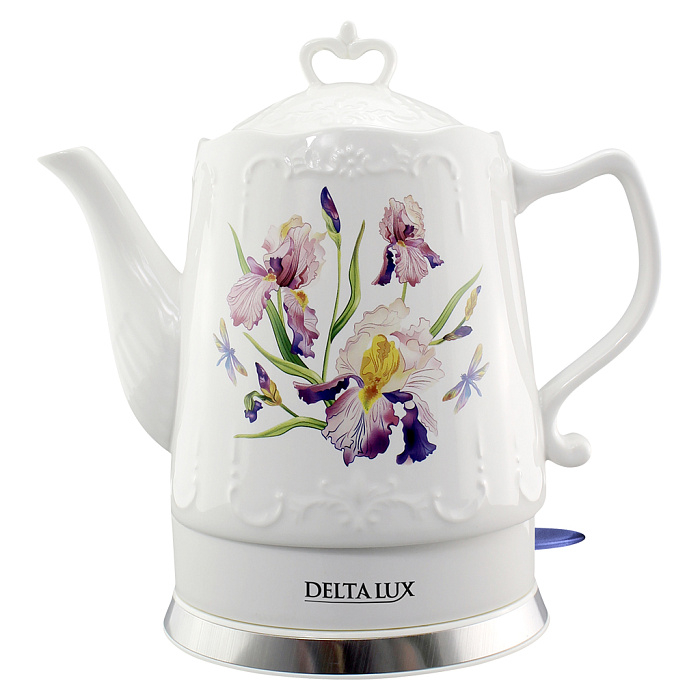 Электрочайник Delta LUX DE-1012 фарфор Ирисы 1,5л