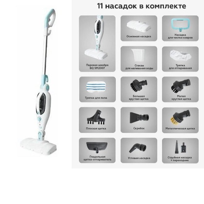 Паровая швабра BQ SM2008 Белый-синий