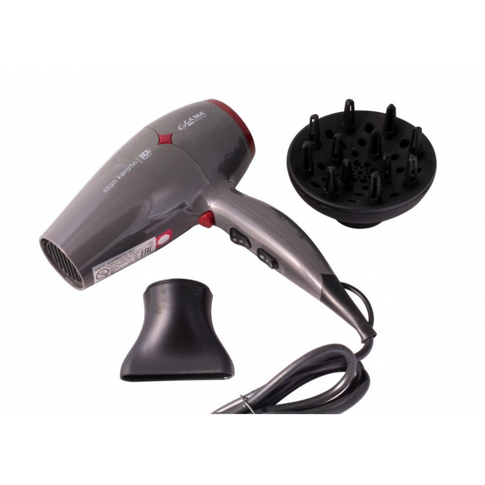 Фен GA.MA Diamond 3D Titan Keratin GH0303 серый/красный, черный