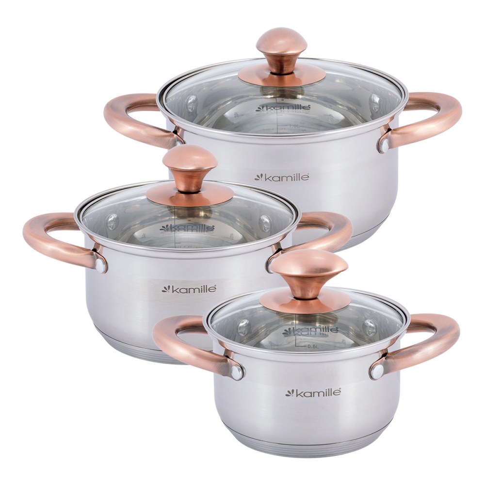 Набор посуды Kamille 6пр.КМ-4936 1 л; 1,5 л; 2 л
