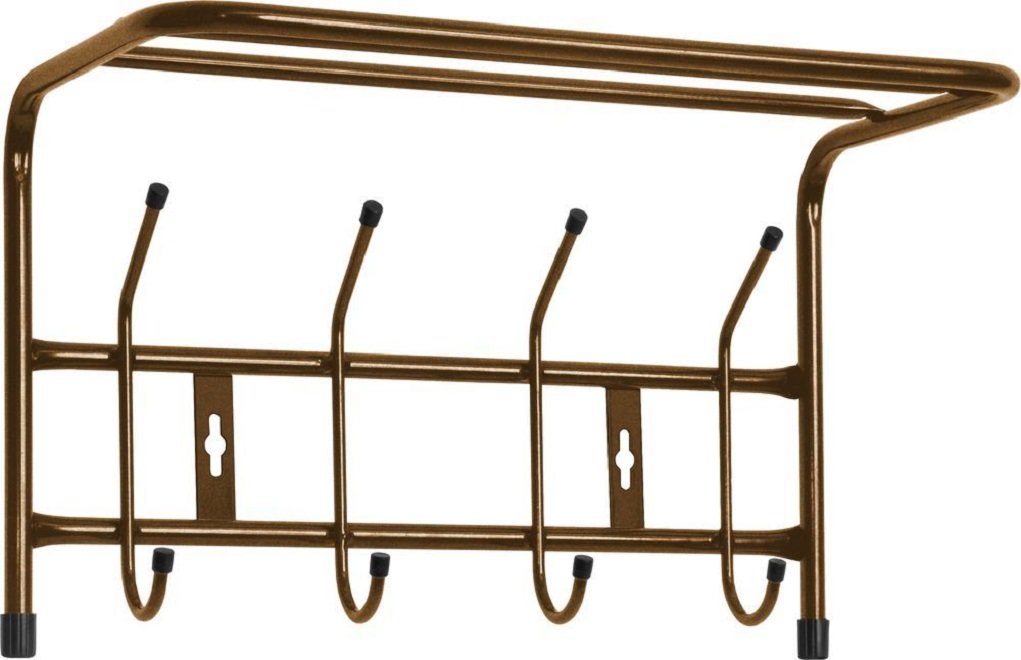 Вешалка с полкой настенная металлическая Ника ВП4 медный антик