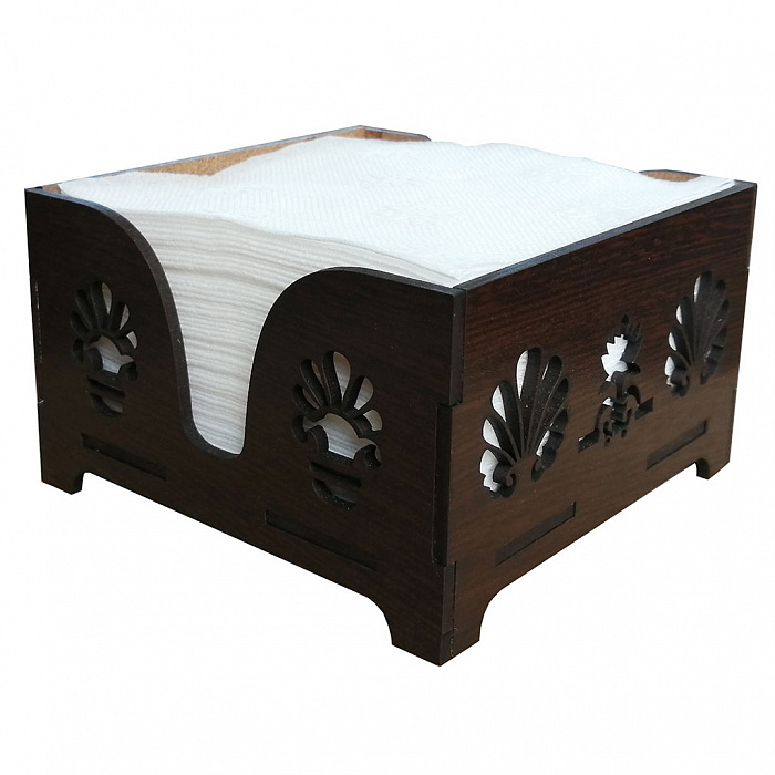 Салфетница 12,3×12,3×7,5 см резная квадратная Delta Т-2 Мокко с салфетками