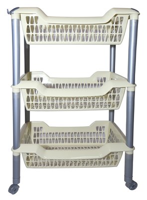 Этажерка Джета  3 корзины на колёсиках слоновая кость С735СЛК Мартика