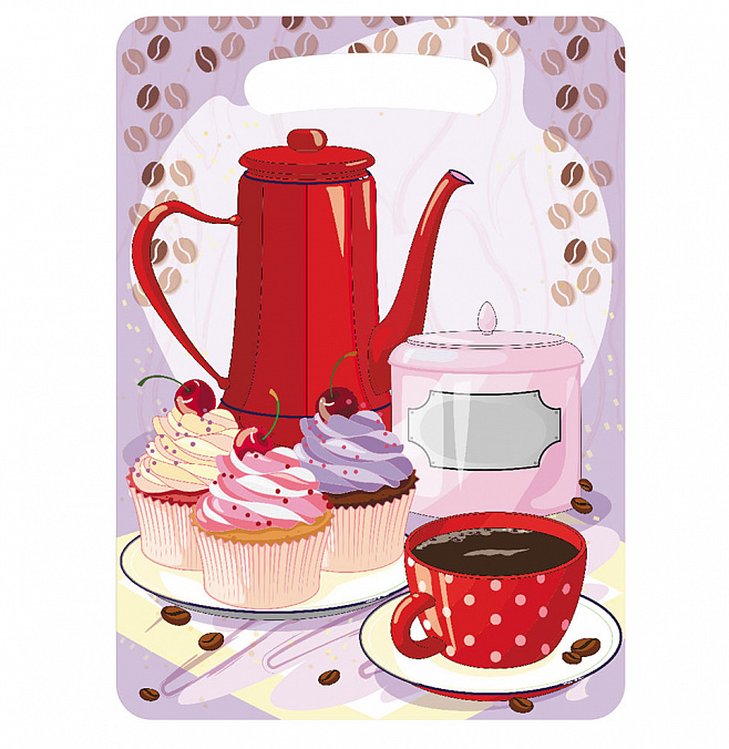 Доска разделочная 21х29см Ф-2 "Кофе и капкейки"