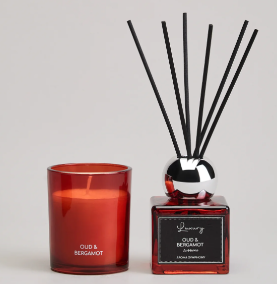 Набор Ароматический Luxury Свеча В Стакане 6*7,5 См И Диффузор 70 Мл Oud&bergamot 605-120