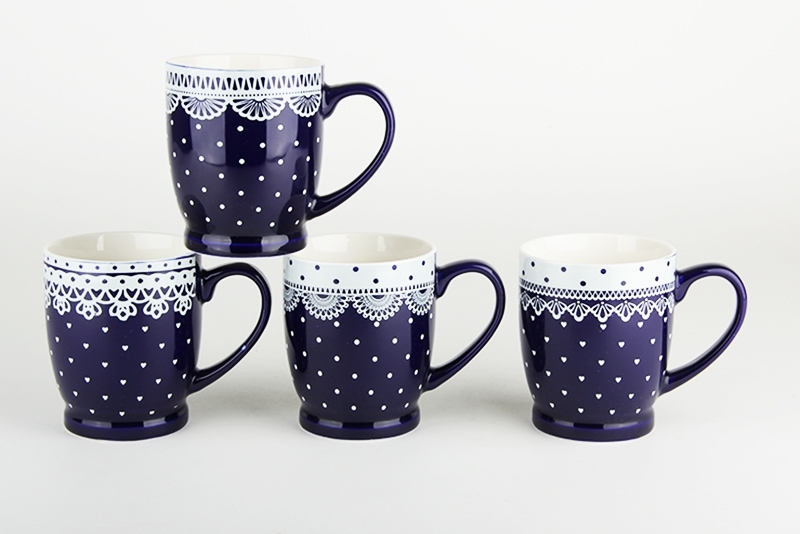 Кружка 320мл Кружево на синем (4 диз) ZC02-AO3B