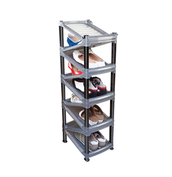 Этажерка для обуви 9 полок 0809 "Мега зигзаг" черно-серебристый Dunya Dogus