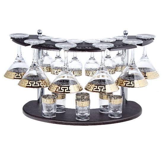 Набор бокалов 19пр декор с рисунком Гусь-Хрустальный GE03-410/164/837-БС