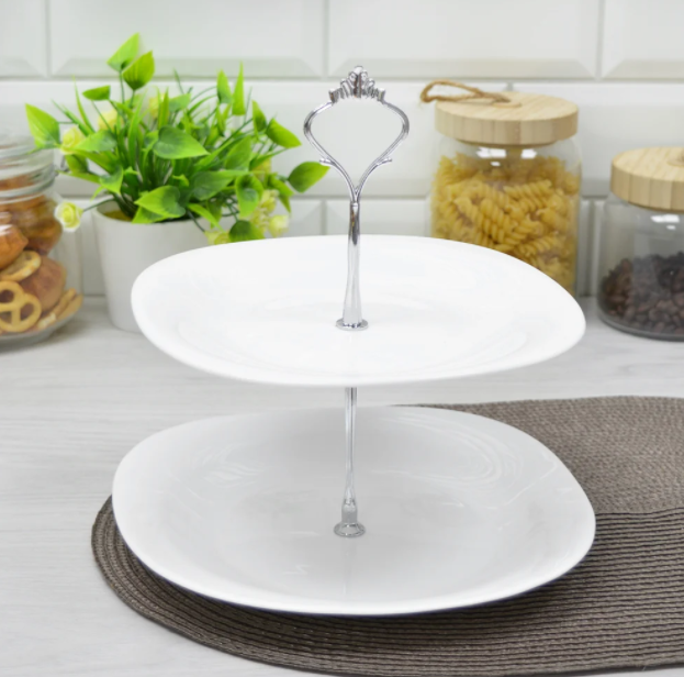 Двухъярусная квадратная ваза для фруктов LFP2AT WHITE 99270